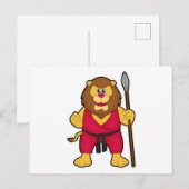 Löwe als Krieger mit Speer Postkarte (Vorne/Hinten)
