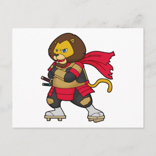 Löwe als Krieger mit Umhang Postkarte (Vorderseite)
