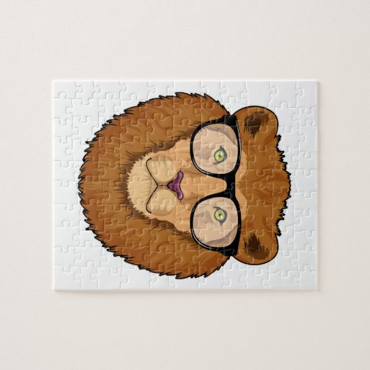 Löwe als Nerd mit Brille Puzzle (Horizontal)
