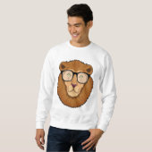 Löwe als Nerd mit Brille Sweatshirt (Vorne ganz)
