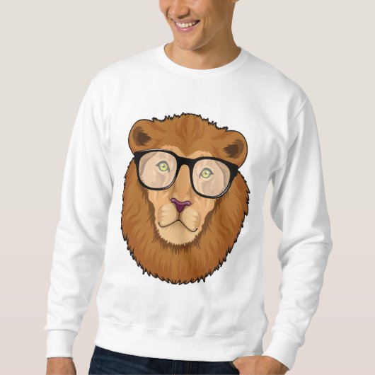 Löwe als Nerd mit Brille Sweatshirt (Vorderseite)