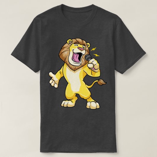 Löwe als Sänger mit Mikrofon T-Shirt (Design vorne)