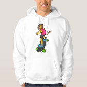 Löwe als Skateboarder mit Skateboard Hoodie (Vorderseite)