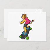 Löwe als Skateboarder mit Skateboard Postkarte (Vorne/Hinten)