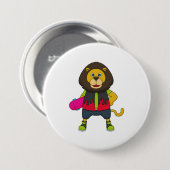 Löwe als Skater mit Skateboard Button (Vorne & Hinten)