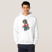 Löwe als Skater mit Skateboard Hoodie (Vorne ganz)