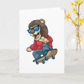 Löwe als Skater mit Skateboard Karte (Gelbe Blume)