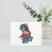 Löwe als Skater mit Skateboard Postkarte (Stehend Vorderseite)
