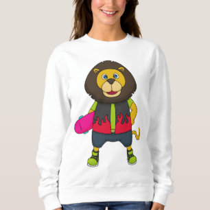 Löwe als Skater mit Skateboard Sweatshirt