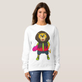 Löwe als Skater mit Skateboard Sweatshirt (Vorne ganz)