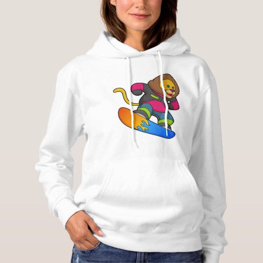 Löwe als Snowboarder mit Snowboard Hoodie (Vorderseite)