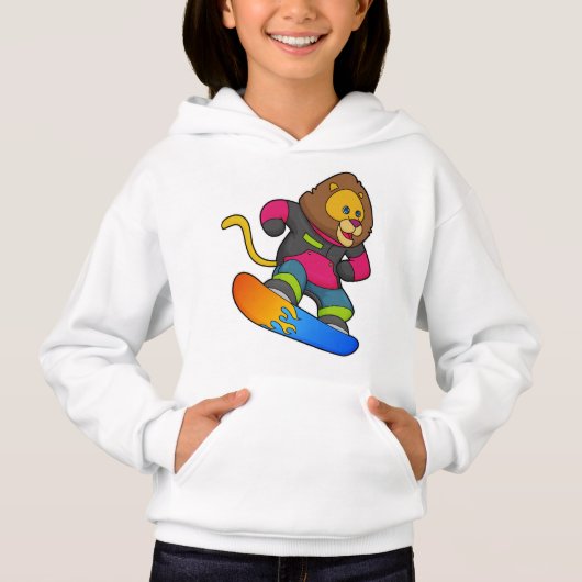 Löwe als Snowboarder mit Snowboard Hoodie (Vorderseite)