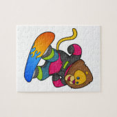 Löwe als Snowboarder mit Snowboard Puzzle (Horizontal)