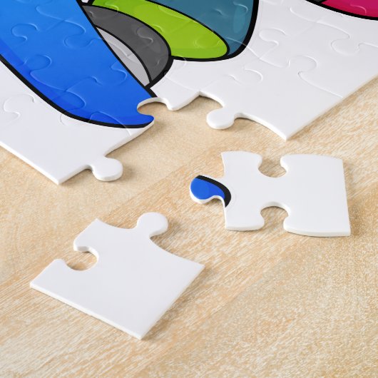 Löwe als Snowboarder mit Snowboard Puzzle (Seite)