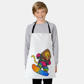 Löwe als Snowboarder mit Snowboard Schürze (Getragen)