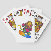 Löwe als Snowboarder mit Snowboard Spielkarten (Rückseite)