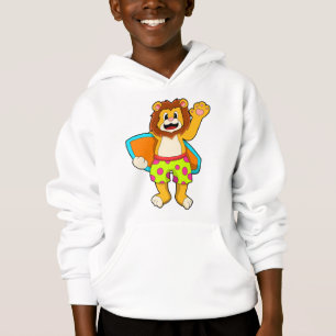 Löwe als Surfer mit Surfbrett Hoodie