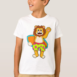 Löwe als Surfer mit Surfbrett T-Shirt