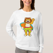Löwe als Surfer mit Surfbrett T-Shirt (Vorderseite)