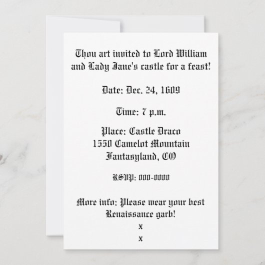 Löwe am Blauen Schild Einladung (Rückseite)