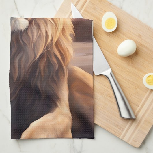 Löwe am Strand Geschirrtuch (Viertel Falte)