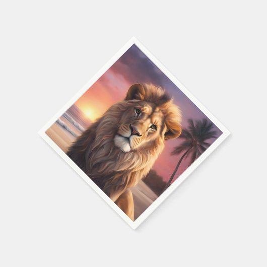 Löwe am Strand Serviette (Ecke)