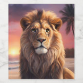 Löwe am Strand Weinetikett (Einzelnes Label)