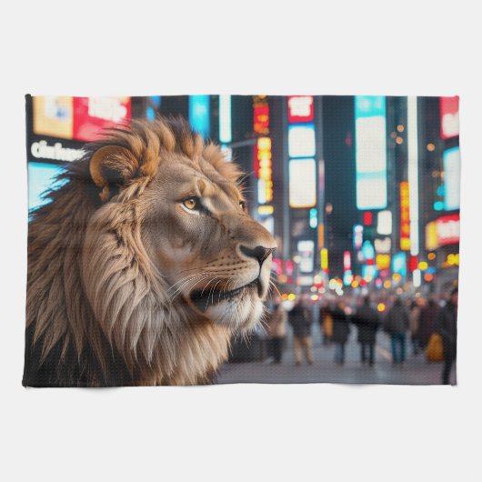 Löwe am Times Square Geschirrtuch (Horizontal)