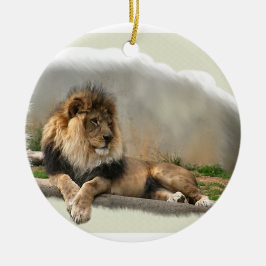 Löwe an der Erholungs-Weihnachtsverzierung Keramik Ornament (Vorne)