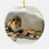 Löwe an der Erholungs-Weihnachtsverzierung Keramik Ornament (Hinten)