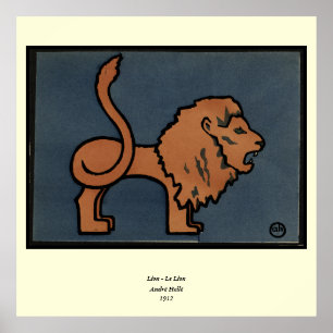 Löwe - Antiquarian, bunte Buchillustration Poster