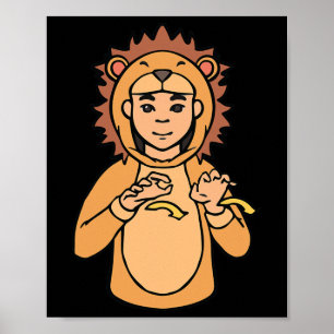 Löwe ASL-Handgeste Gehörlosigkeit Hörverlust Bewus Poster