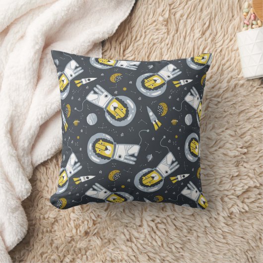 Löwe Astronaut Rakete Weltraum Wurf Kissen (Decke)