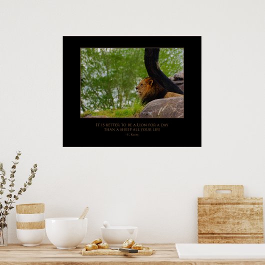 Löwe auf dem Berg Poster (Küche)