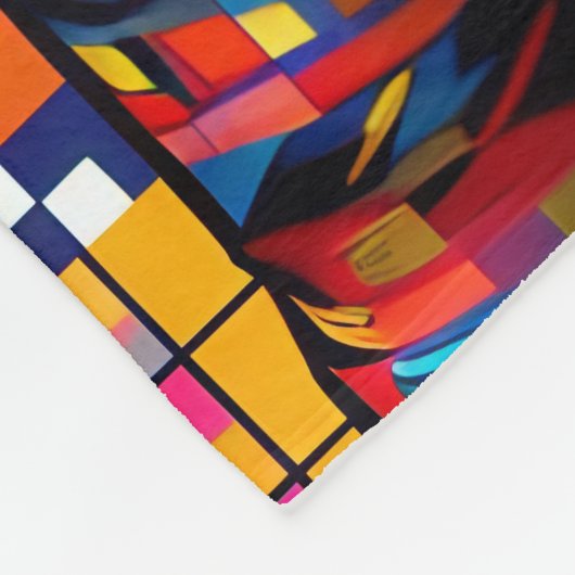 Löwe auf einem farbigen geometrischen Hintergrund Fleecedecke (Ecke)