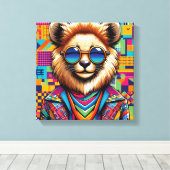 Löwe auf einem farbigen geometrischen Hintergrund Leinwanddruck (Insitu (Holzboden))