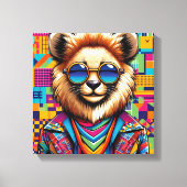 Löwe auf einem farbigen geometrischen Hintergrund Leinwanddruck (Vorderseite)