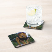 Löwe auf einem Felsen Getränkeuntersetzer (Rechte Seite)