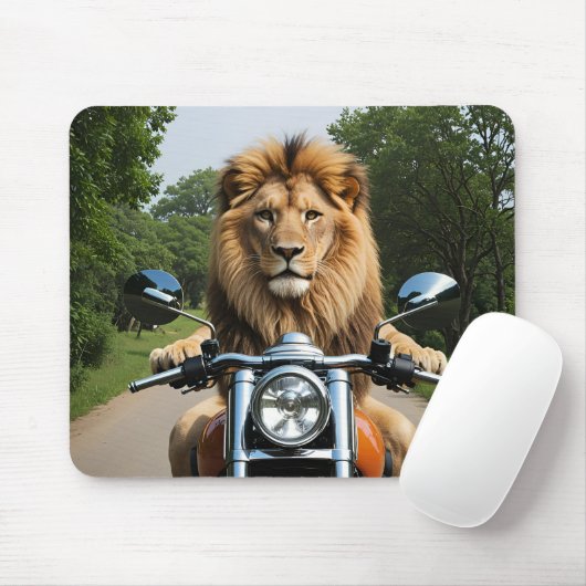 Löwe auf Motorrad Mousepad (Mit Mouse)