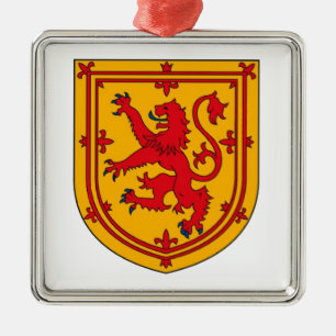 Löwe aufsteigend auf Gold Silbernes Ornament