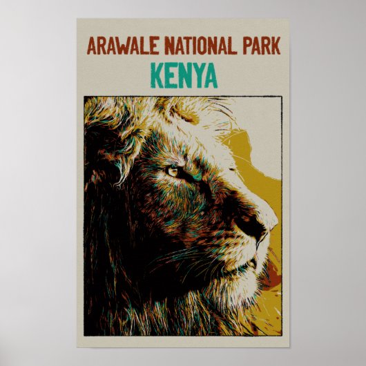 Löwe aus dem Arawale Nationalpark Kenya Poster (Vorne)