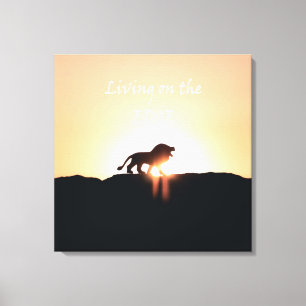 Löwe bei Sonnenuntergang Leben auf der EDGE Leinwanddruck