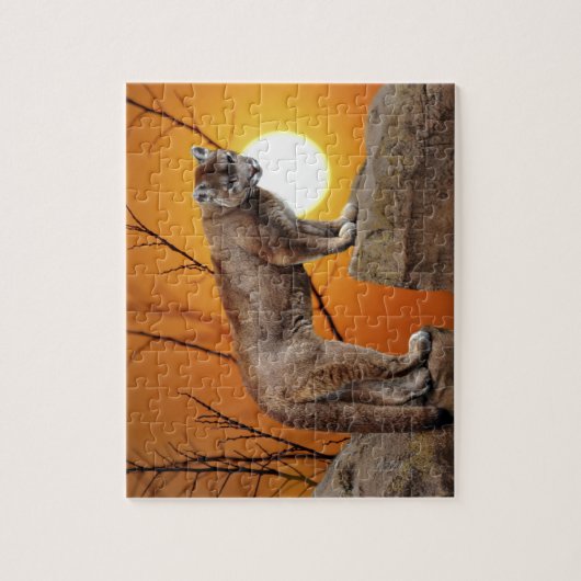 Löwe bei Sonnenuntergang Puzzle (Vertikal)