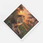 Löwe bei Sonnenuntergang Serviette (Ecke)