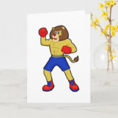 Löwe beim Boxen mit Boxhandschuhen Karte (Gelbe Blume)