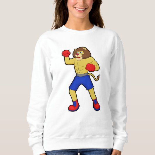 Löwe beim Boxen mit Boxhandschuhen Sweatshirt (Vorderseite)
