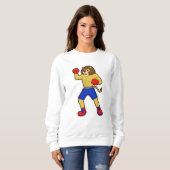 Löwe beim Boxen mit Boxhandschuhen Sweatshirt (Vorne ganz)