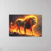 Löwe brennender Vulkanfeuer-Fantasiekunst Leinwanddruck (Vorderseite)