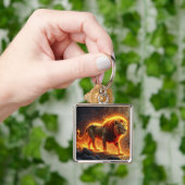 Löwe brennender Vulkanfeuer-Fantasiekunst Schlüsselanhänger (Hand)
