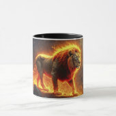 Löwe brennender Vulkanfeuer-Fantasiekunst Tasse (Zentrum)